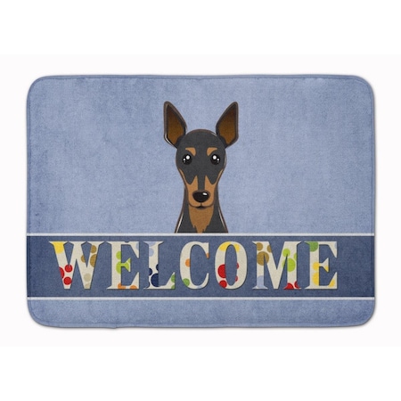 Carolines Treasures Min Pin Welcome Machine Washable Memory Foam Mat BB1426RUG